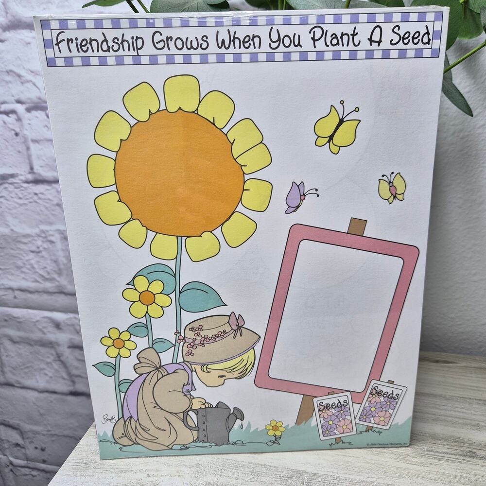 Vintage 1998 Precious Moments Sunflower Die Cut Paper Scrapbook Frame Sheet